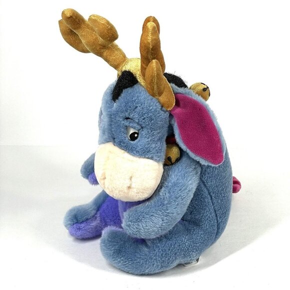 Disney Store Eeyore Plush Reindeer w Antlers Christmas Jingle Bells Exclusive - Picture 3 of 13